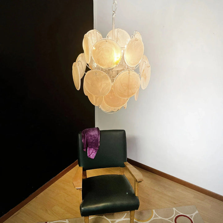 Gold Disc Glass Chandelier