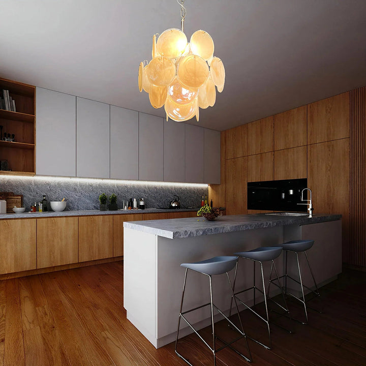 Gold Disc Glass Chandelier