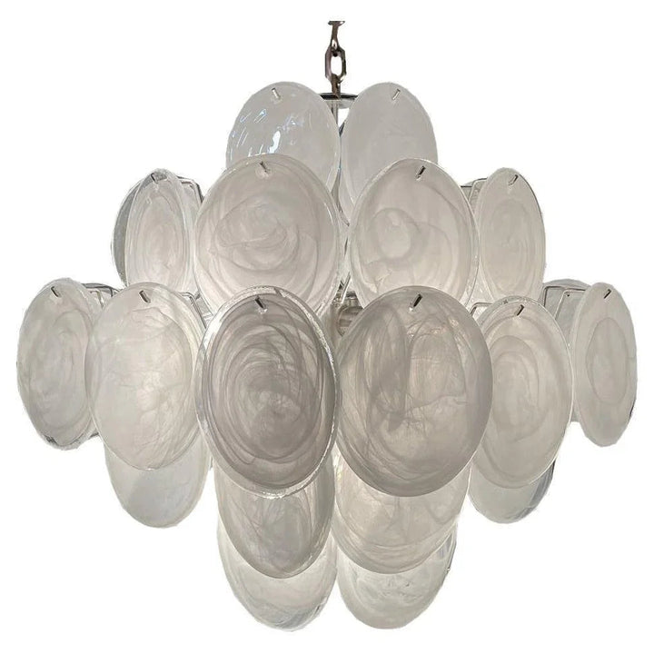 Round White Glass Chandelier