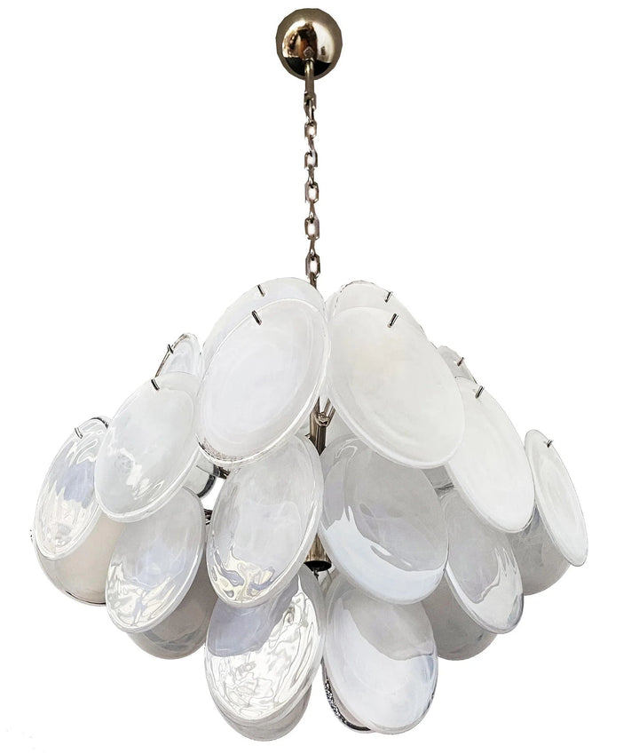Round White Glass Chandelier