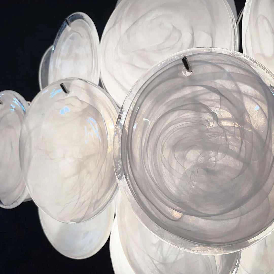 Round White Glass Chandelier