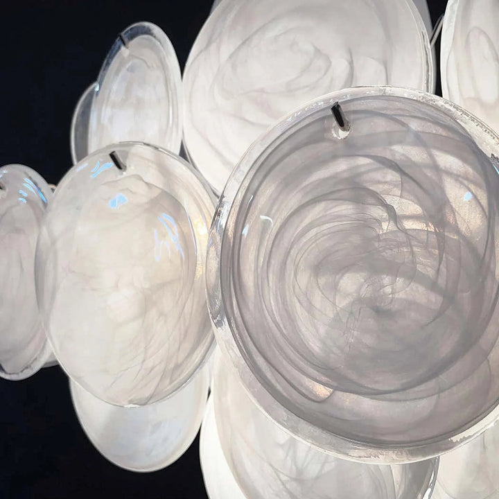 Round White Glass Chandelier