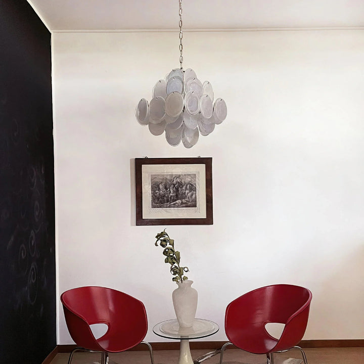 Round White Glass Chandelier
