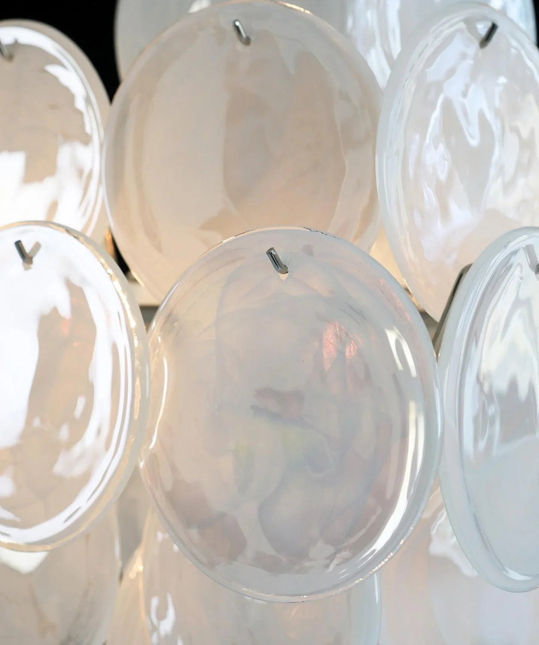 Round White Glass Chandelier