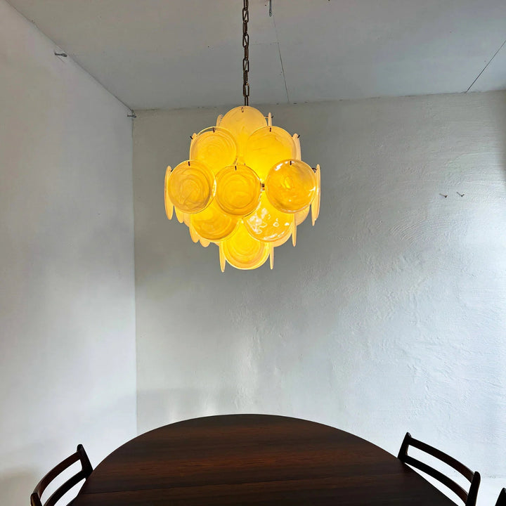 Round White Glass Chandelier