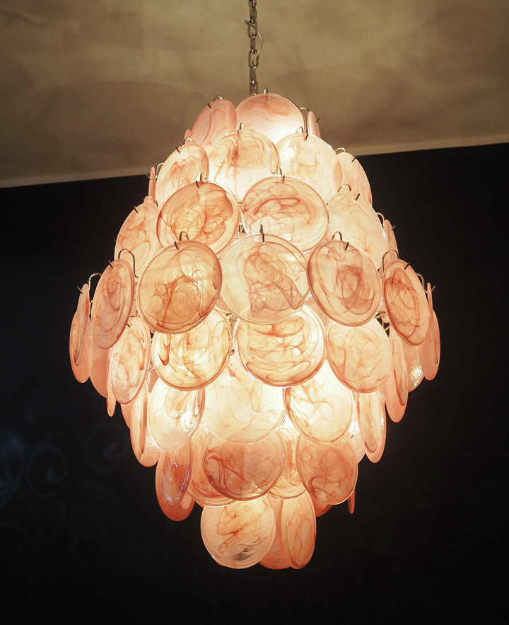 Round Pink Layered Glass Chandelier