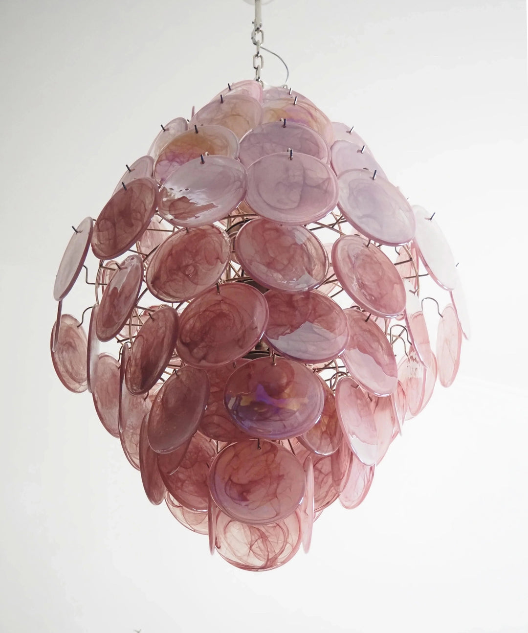 Round Pink Layered Glass Chandelier