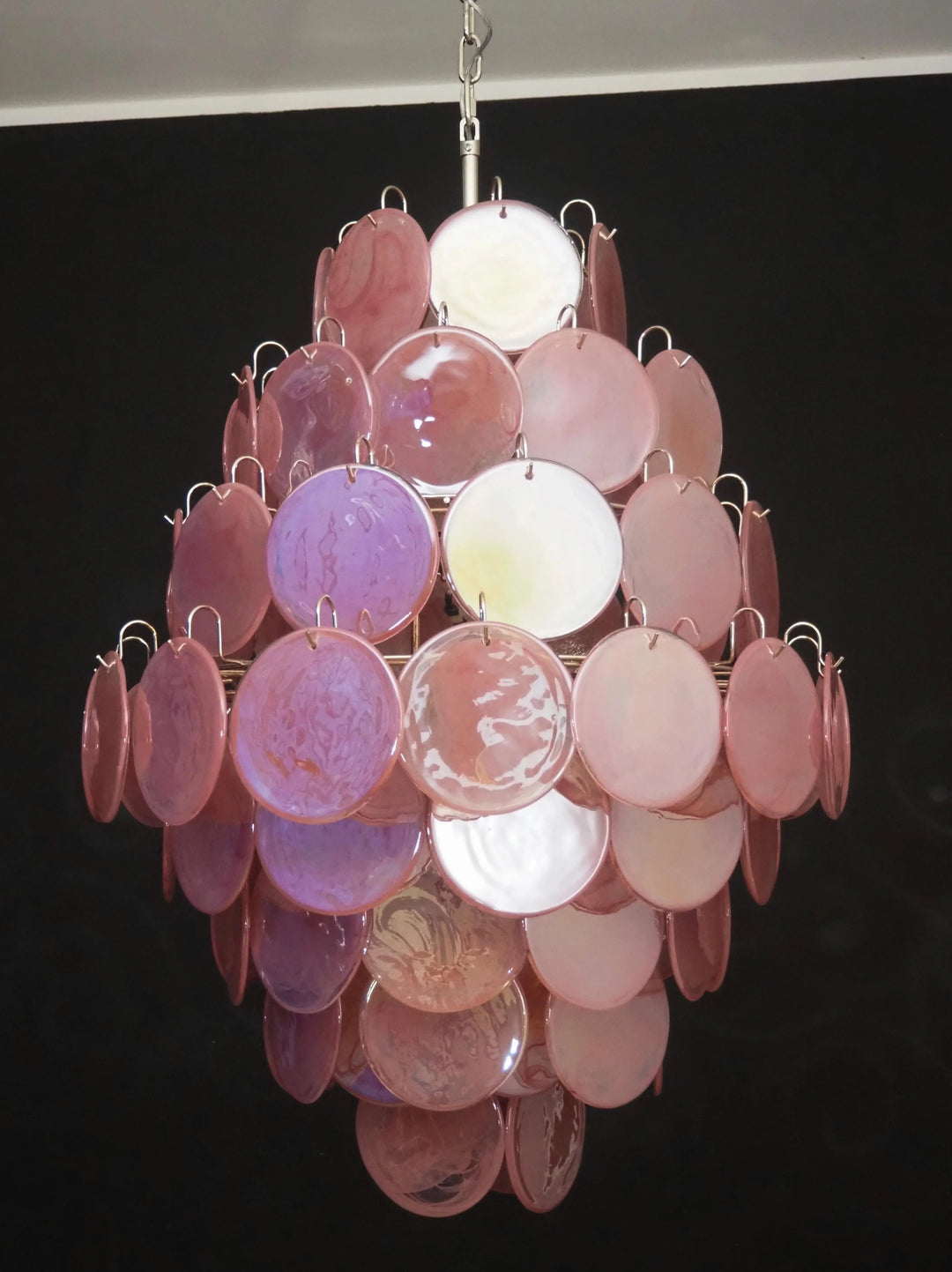 Round Pink Layered Glass Chandelier