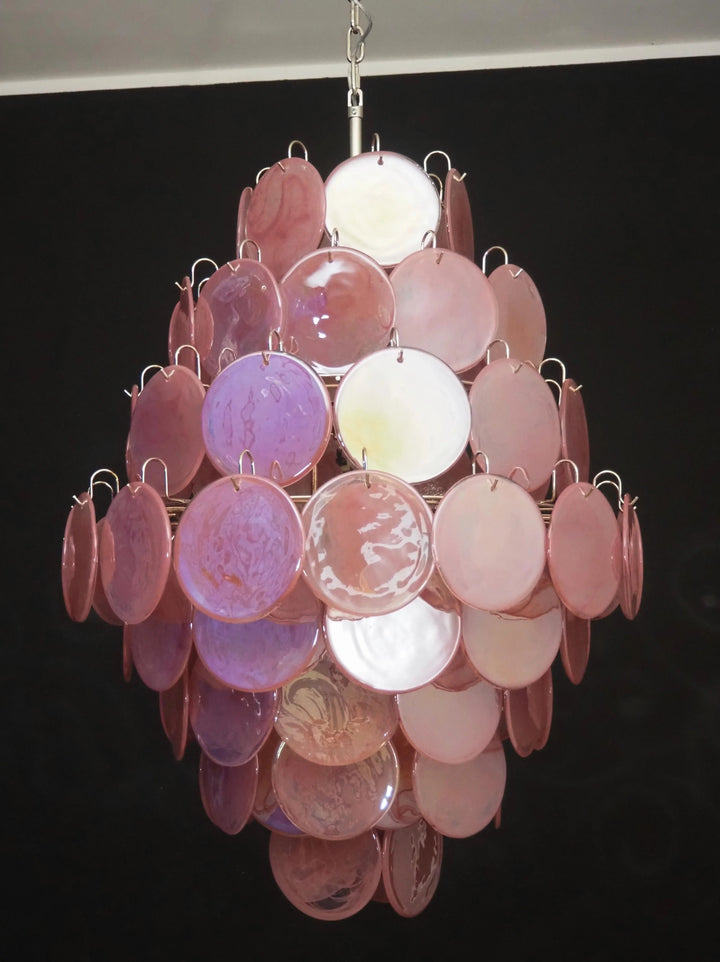 Round Pink Layered Glass Chandelier