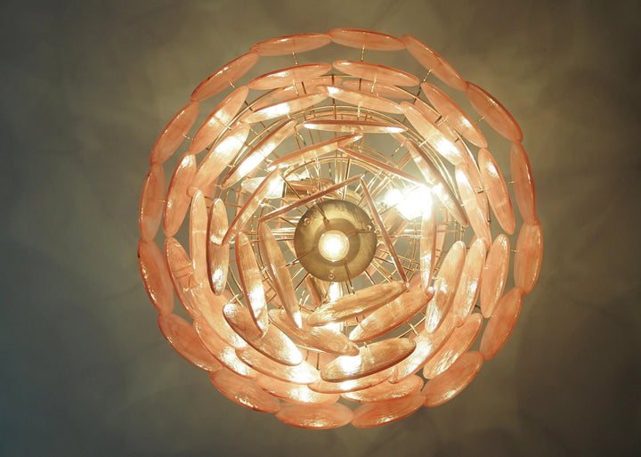 Round Pink Layered Glass Chandelier - view 14 | Woorglamp