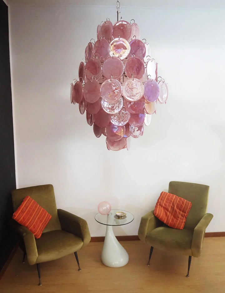 Round Pink Layered Glass Chandelier - view 3 | Woorglamp
