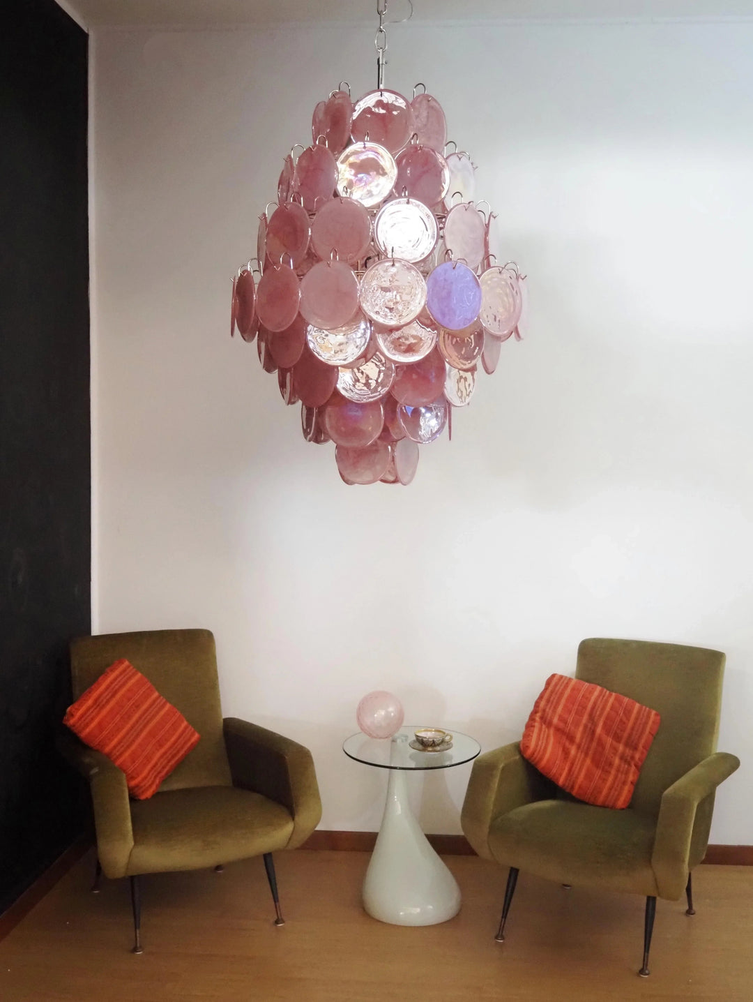 Round Pink Layered Glass Chandelier - view 5 | Woorglamp