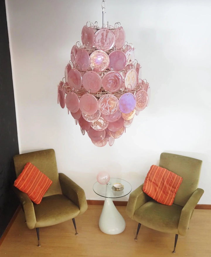 Round Pink Layered Glass Chandelier - view 4 | Woorglamp