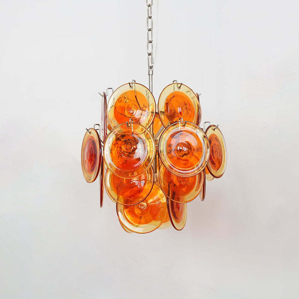 Murano Orange Glass Disc Chandelier