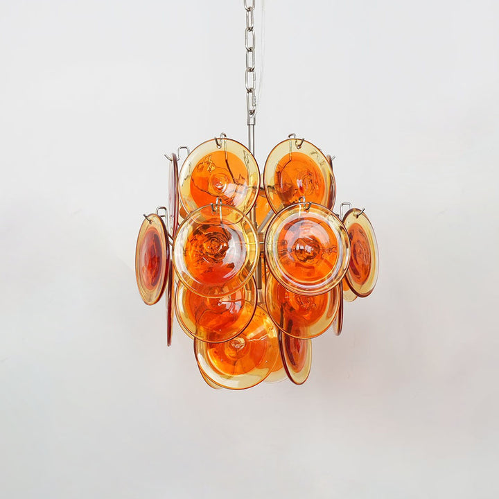 Murano Orange Glass Disc Chandelier