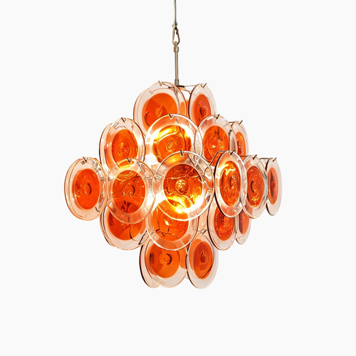 Murano Orange Glass Disc Chandelier