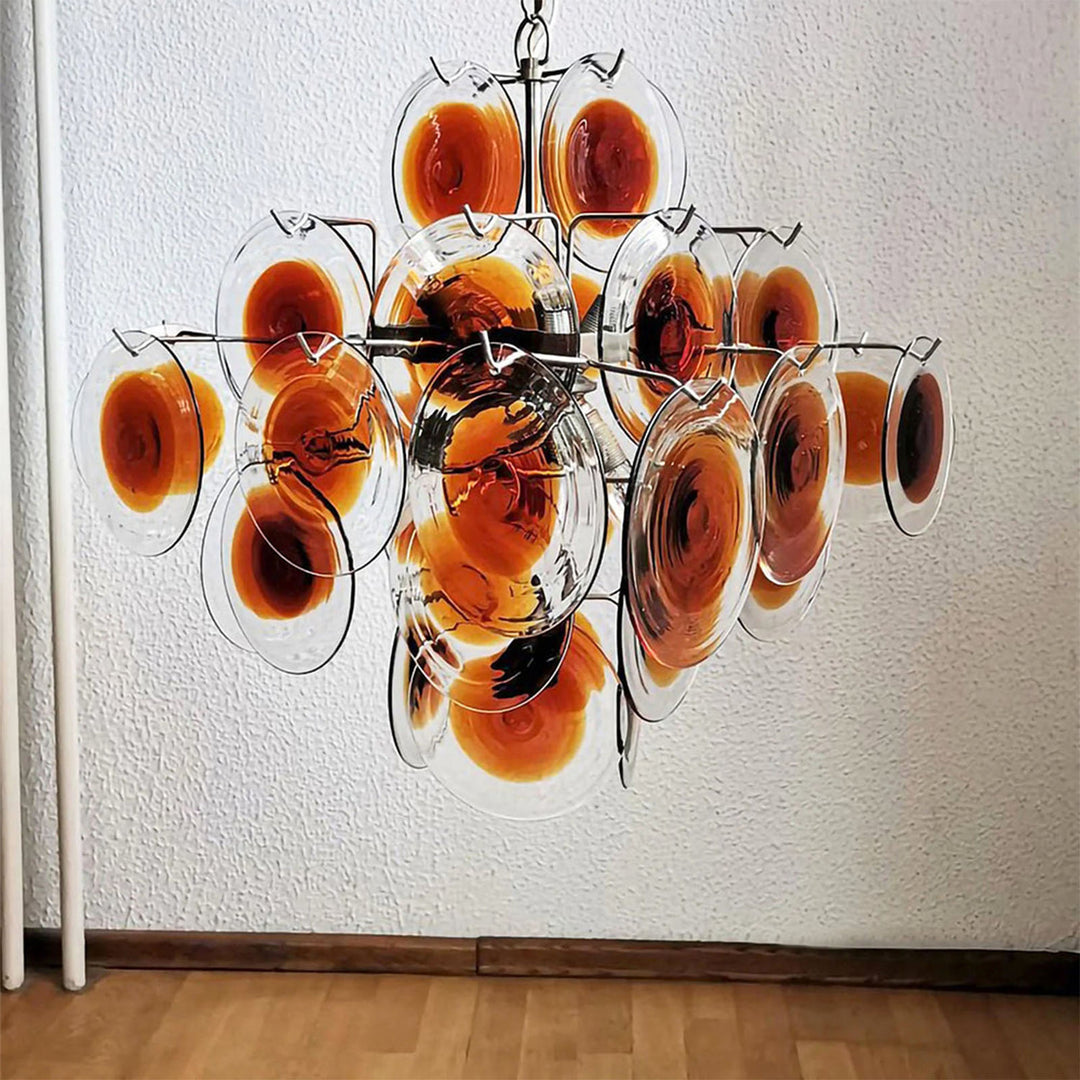 Murano Orange Glass Disc Chandelier