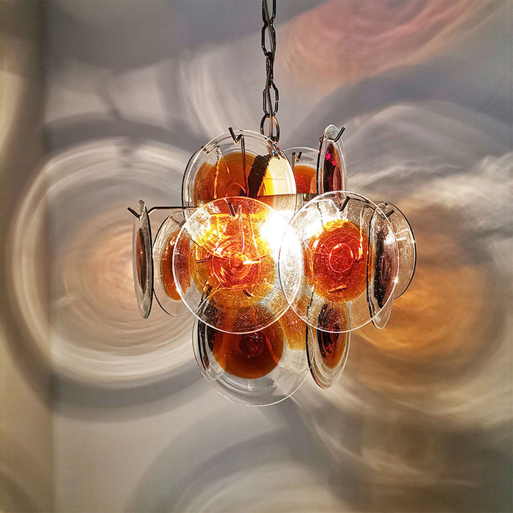 Murano Orange Glass Disc Chandelier