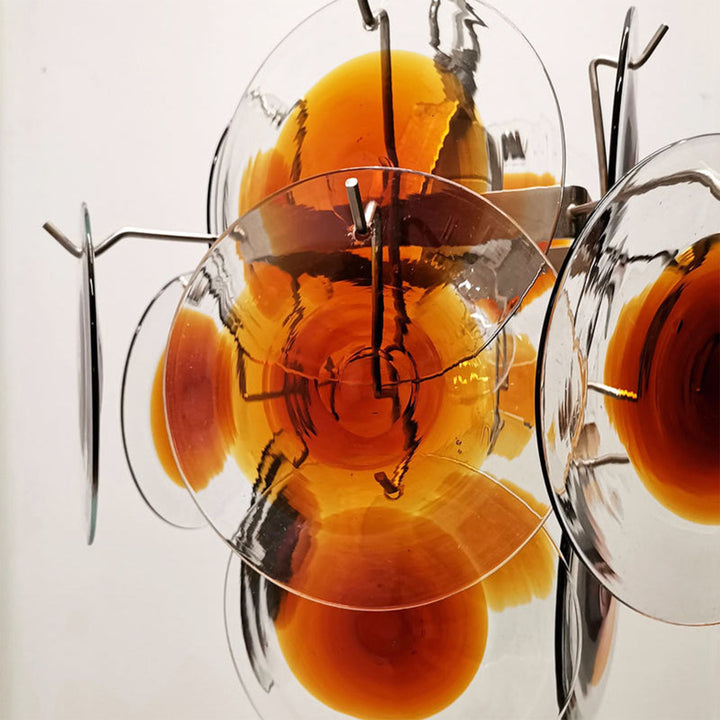 Murano Orange Glass Disc Chandelier