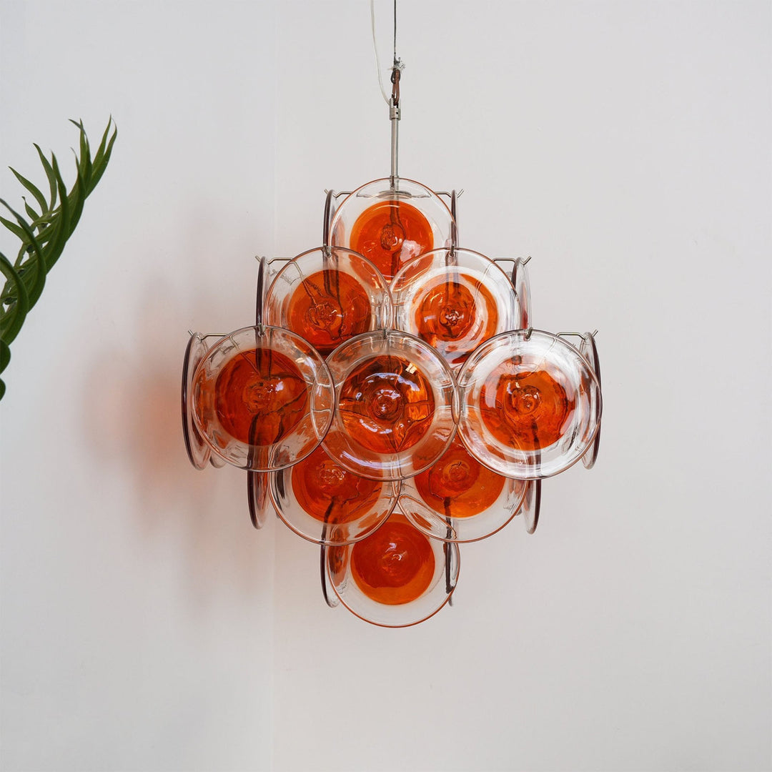 Murano Orange Glass Disc Chandelier