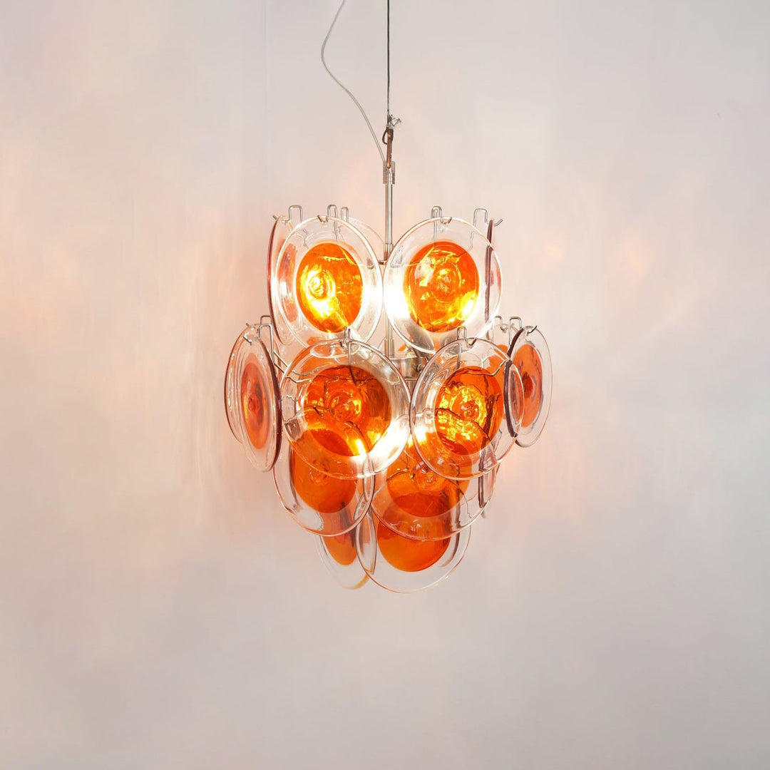 Murano Orange Glass Disc Chandelier