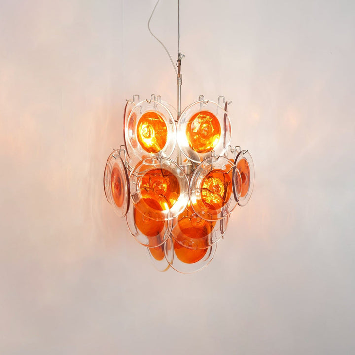 Murano Orange Glass Disc Chandelier