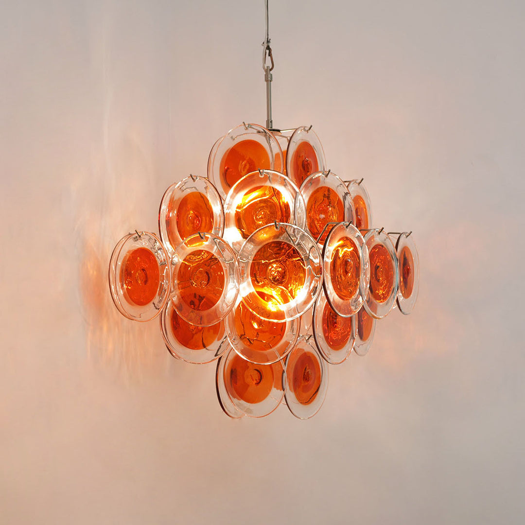 Murano Orange Glass Disc Chandelier