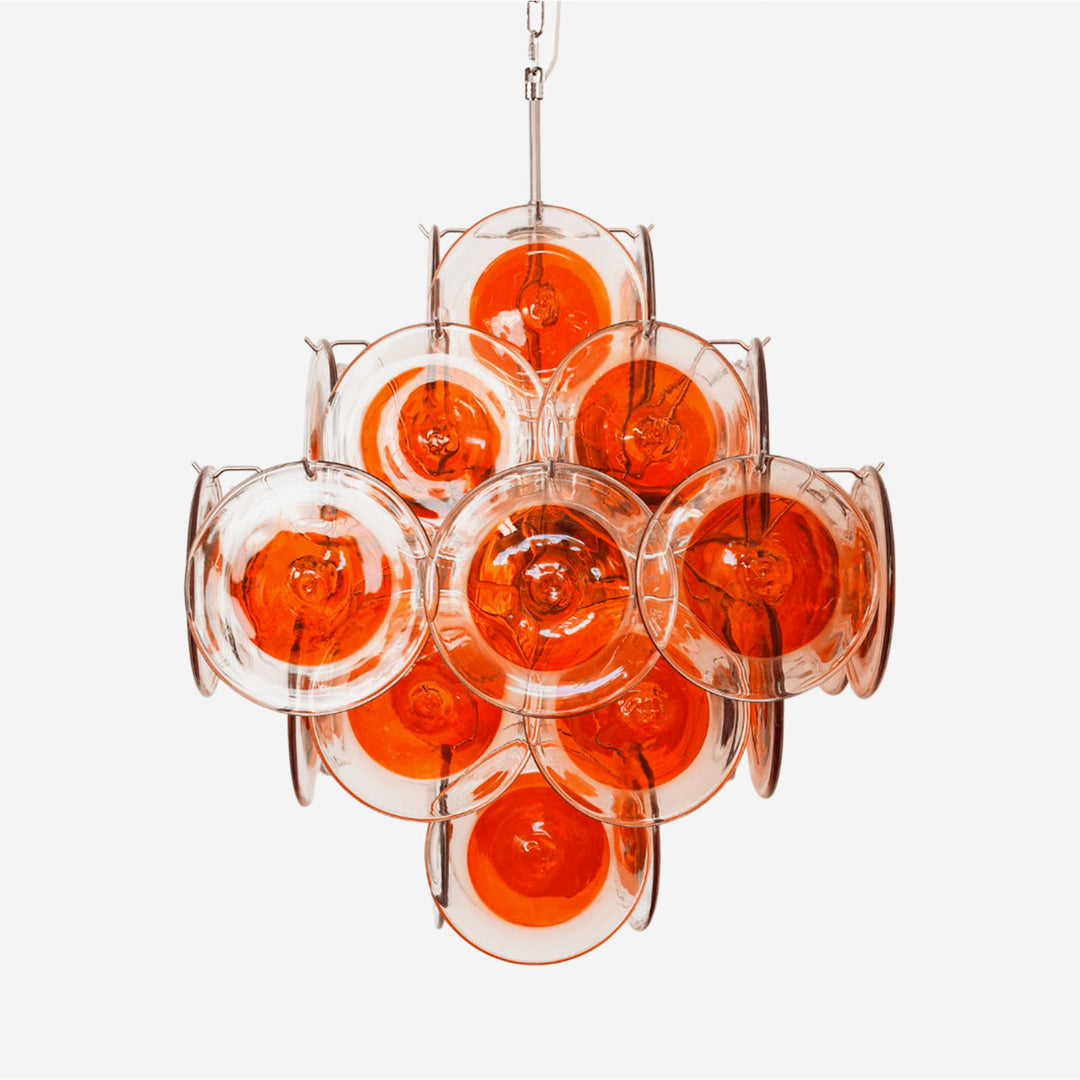 Murano Orange Glass Disc Chandelier