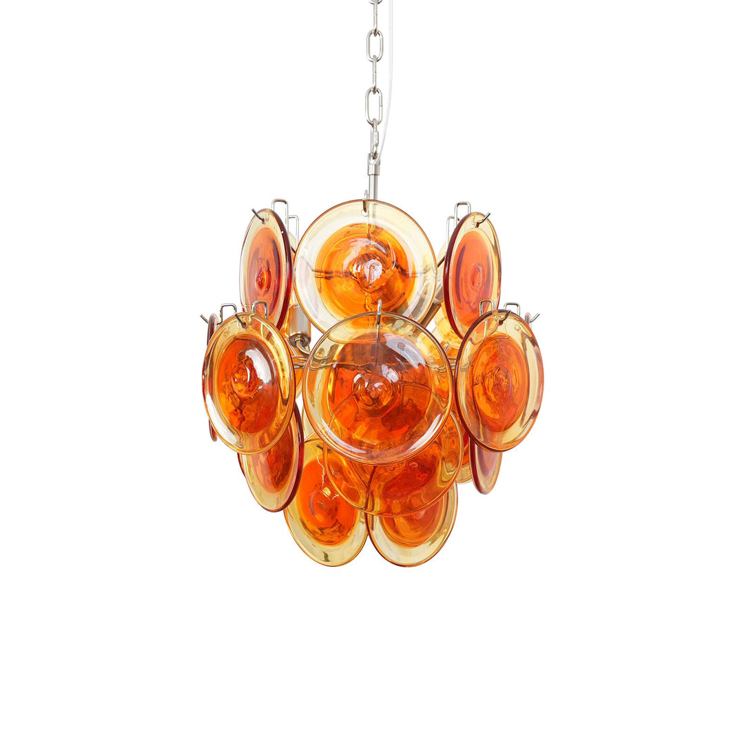 Murano Orange Glass Disc Chandelier