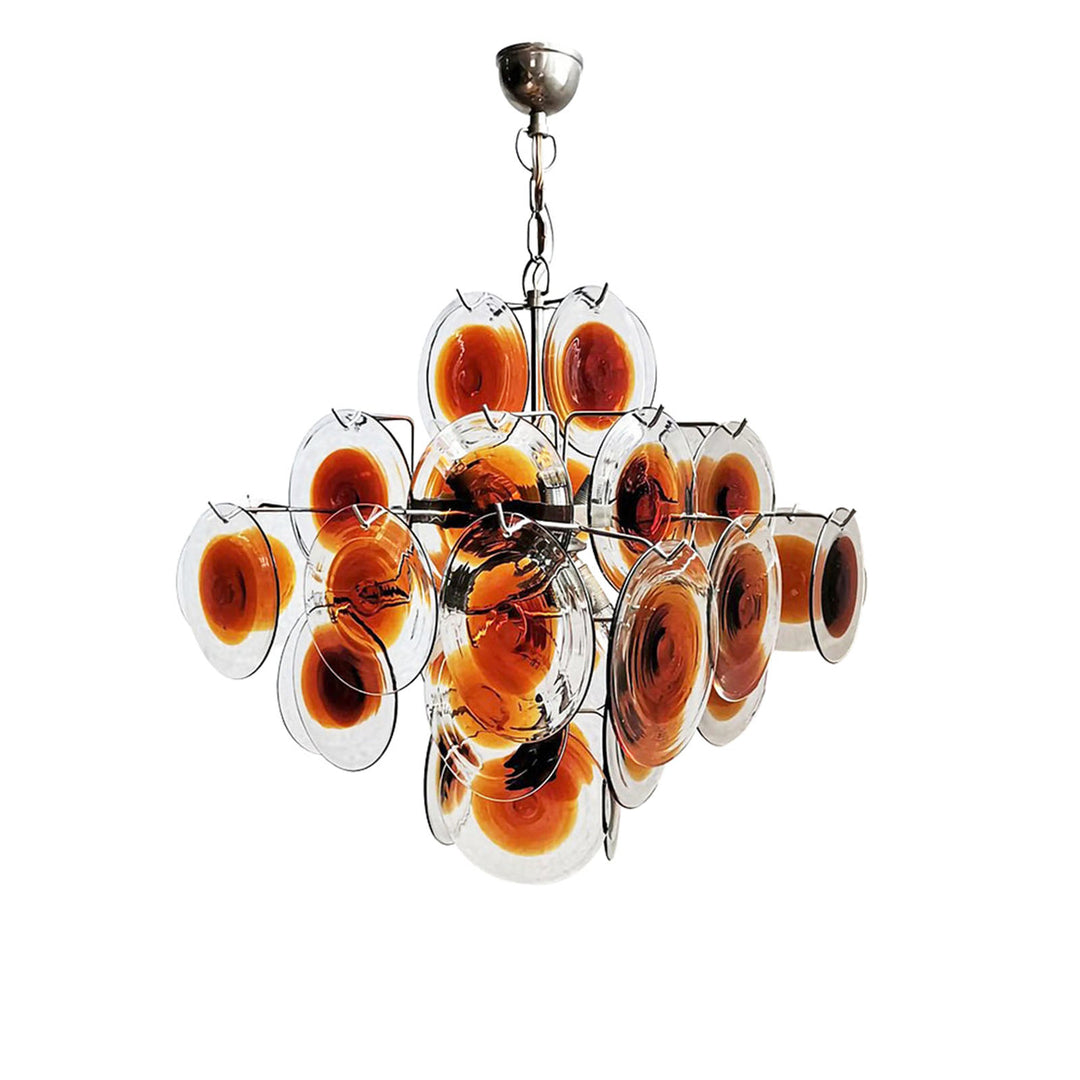 Murano Orange Glass Disc Chandelier