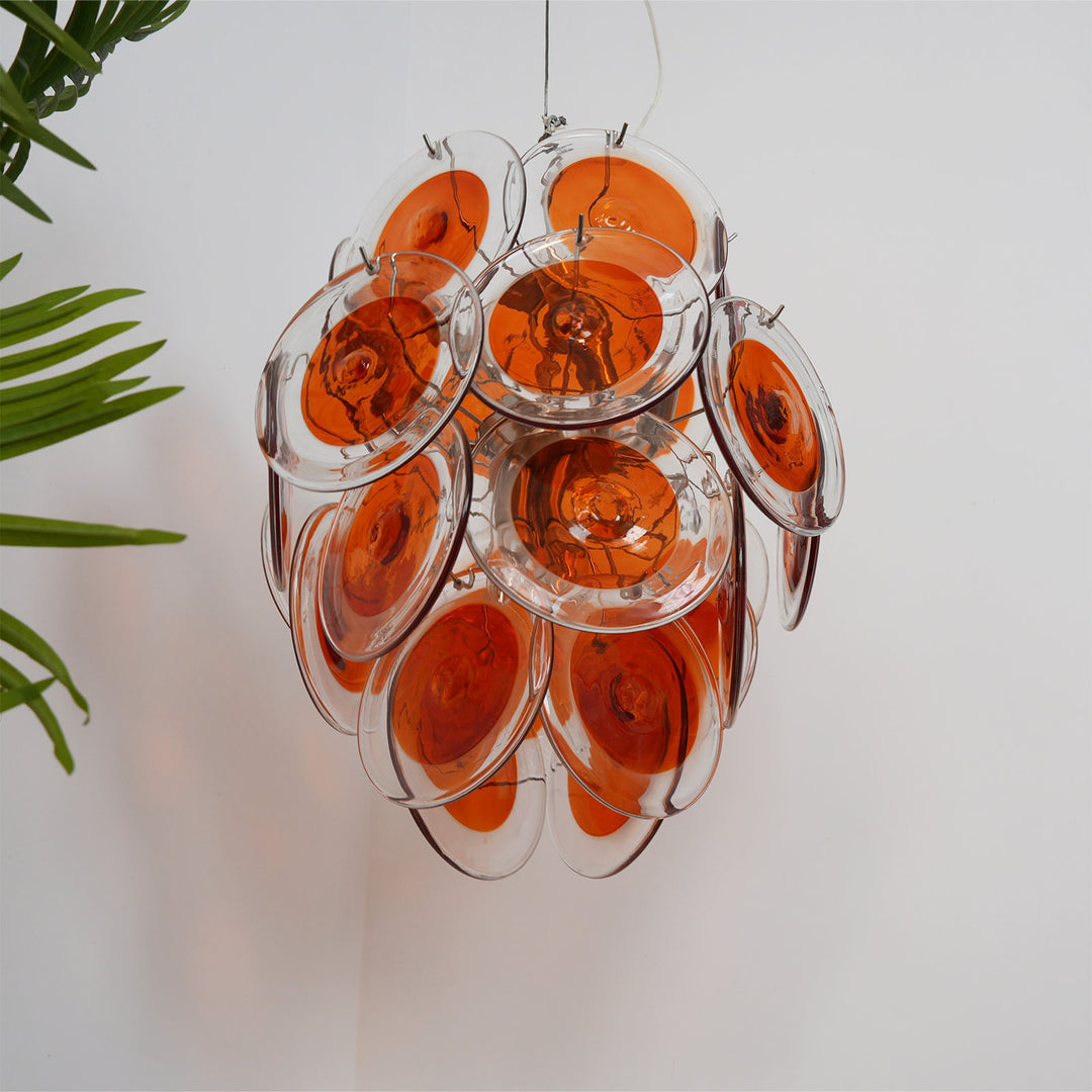 Murano Orange Glass Disc Chandelier