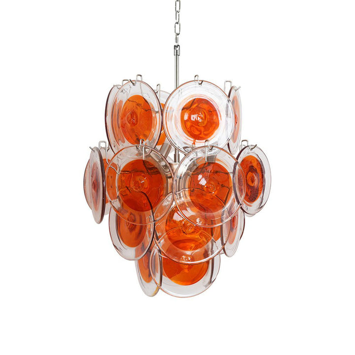 Murano Orange Glass Disc Chandelier