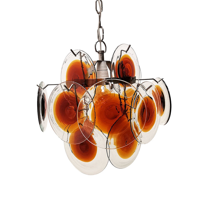 Murano Orange Glass Disc Chandelier