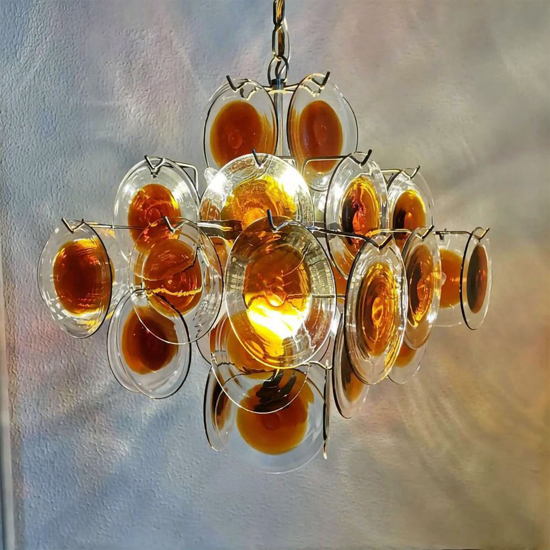 Murano Orange Glass Disc Chandelier