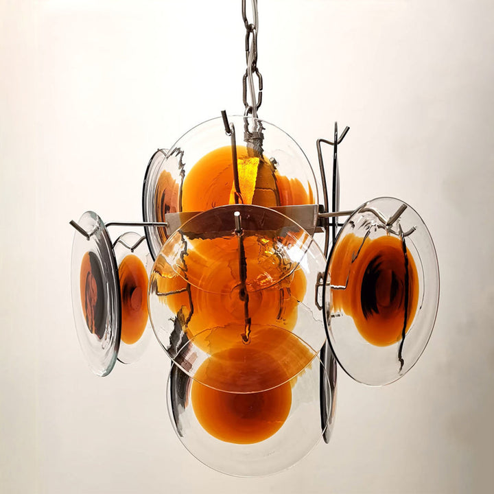 Murano Orange Glass Disc Chandelier