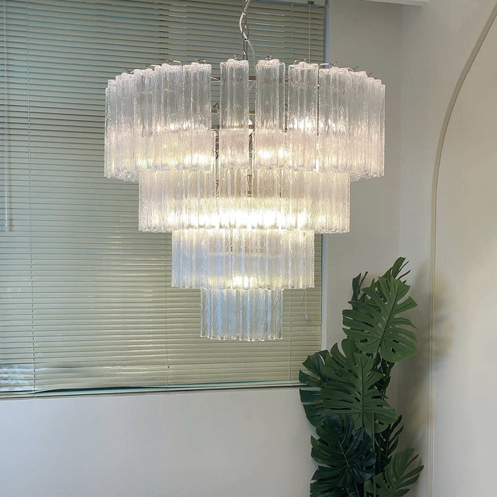 Murano Star Shaped Glass Tube Chandelier