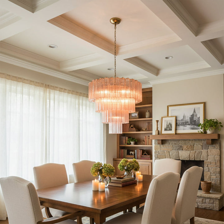 Murano Star Shaped Glass Tube Chandelier