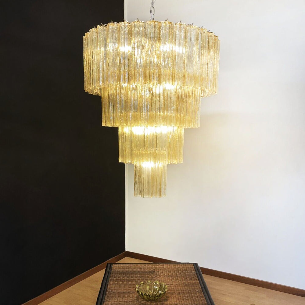 Murano Star Shaped Glass Tube Chandelier
