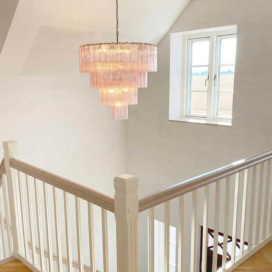 Murano Star Shaped Glass Tube Chandelier