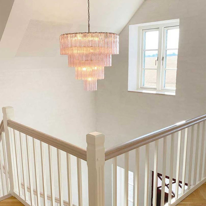 Murano Star Shaped Glass Tube Chandelier