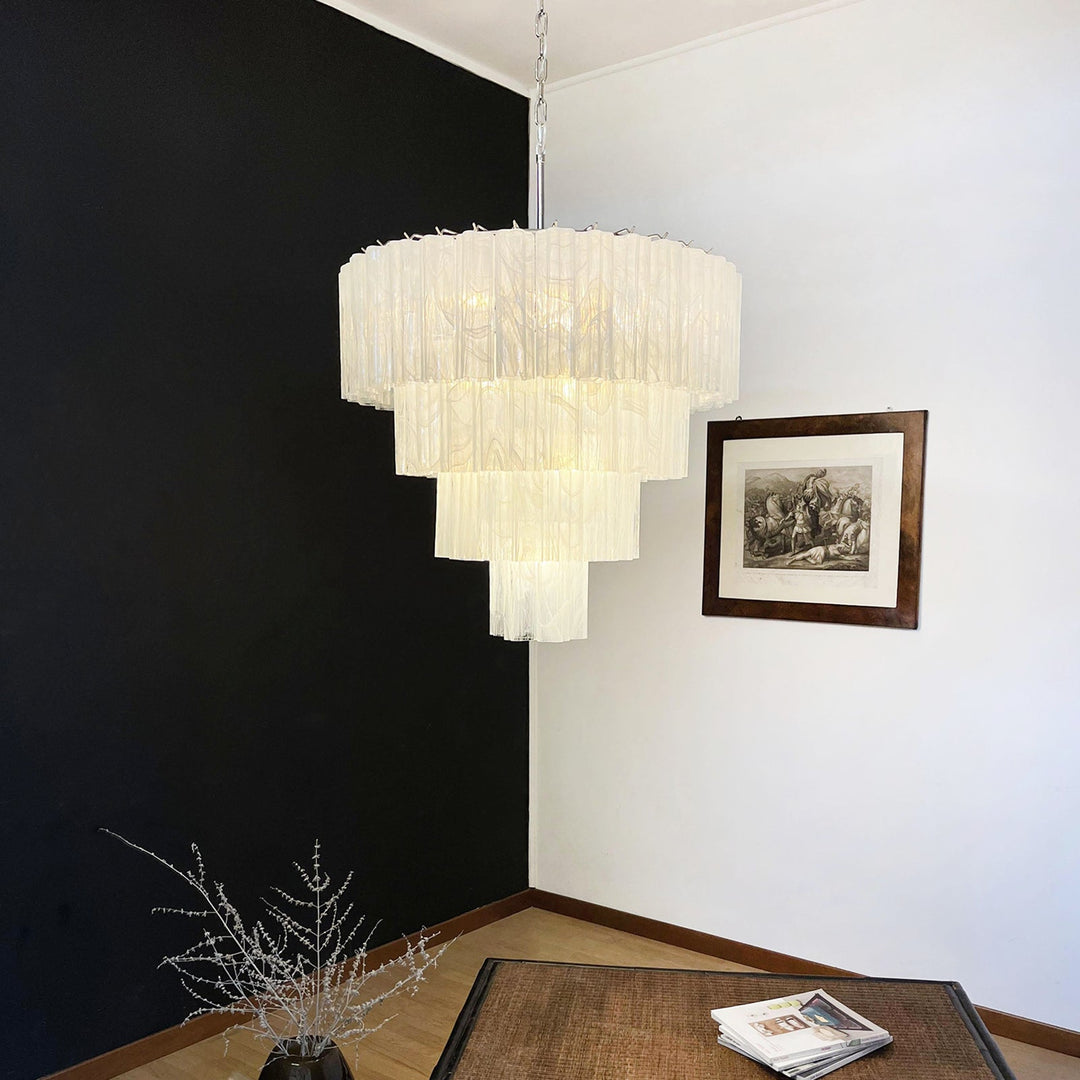 Murano Star Shaped Glass Tube Chandelier
