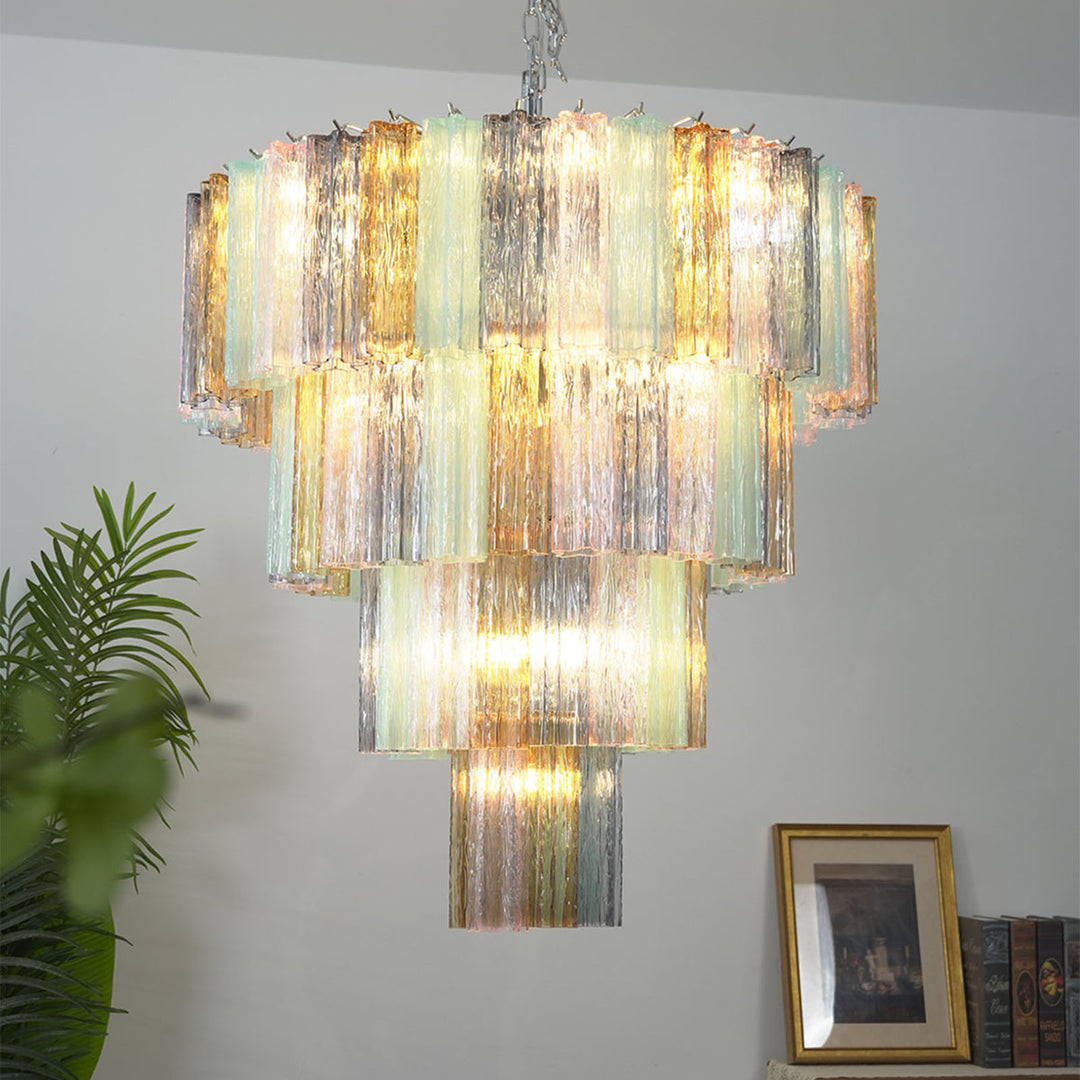 Murano Star Shaped Glass Tube Chandelier