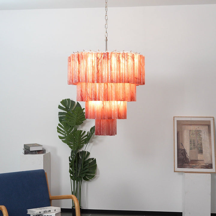 Murano Star Shaped Glass Tube Chandelier