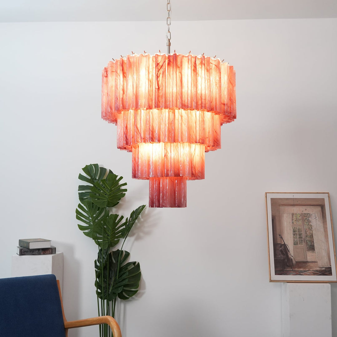 Murano Star Shaped Glass Tube Chandelier