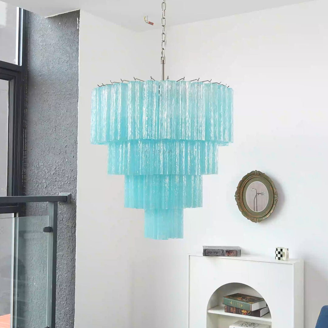 Murano Star Shaped Glass Tube Chandelier