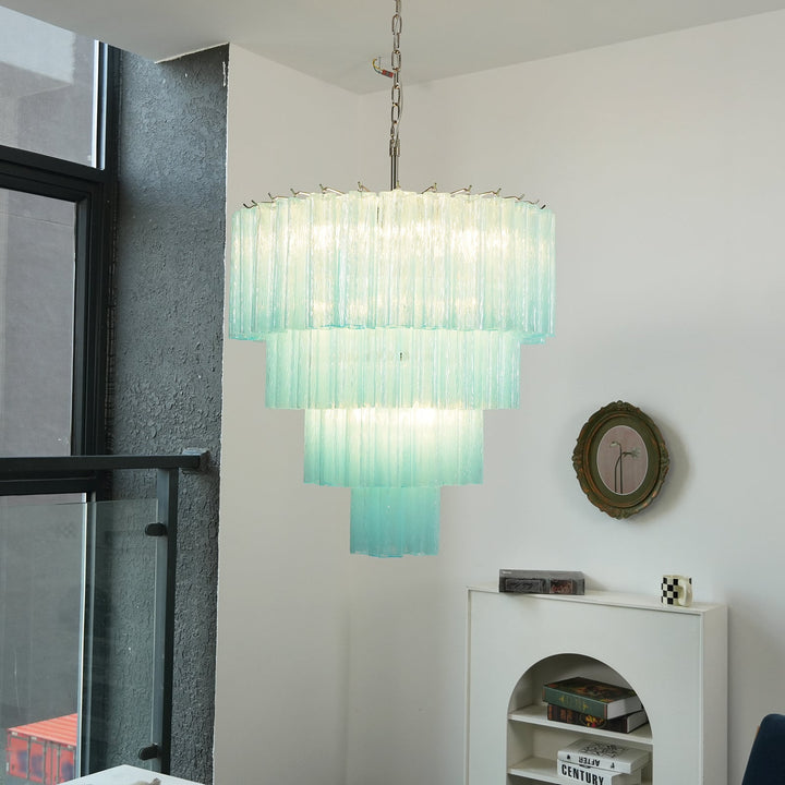 Murano Star Shaped Glass Tube Chandelier