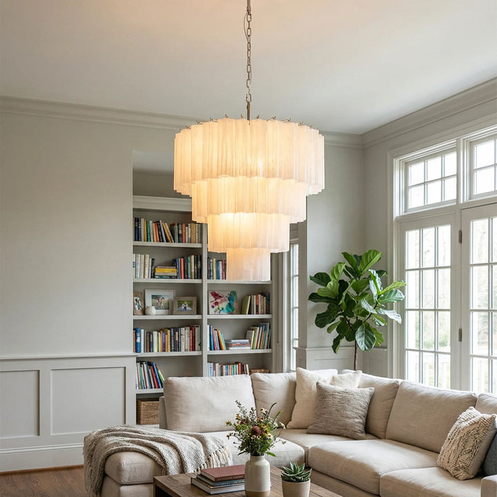 Murano Star Shaped Glass Tube Chandelier