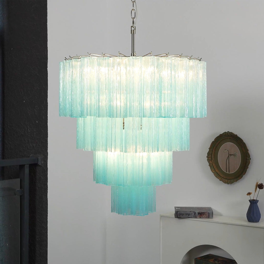 Murano Star Shaped Glass Tube Chandelier
