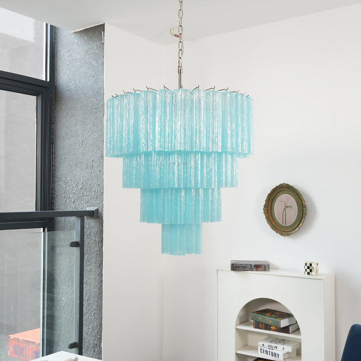 Murano Star Shaped Glass Tube Chandelier