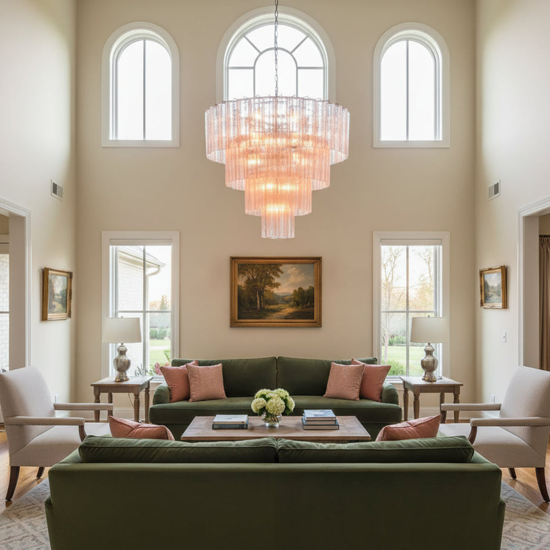 Murano Star Shaped Glass Tube Chandelier